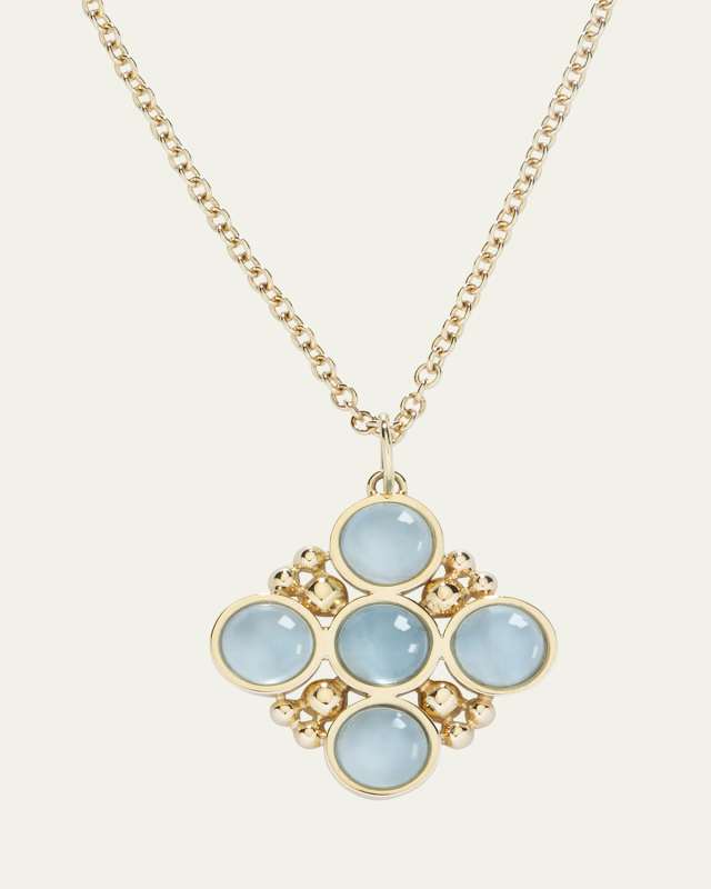 18k Gold Bubbles Aquamarine Pendant Necklace